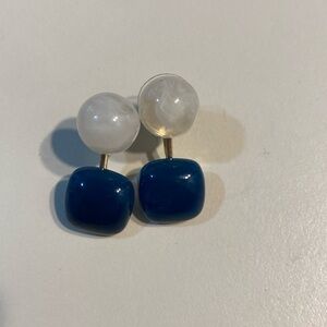 White marbled look &beautiful blue  simplistic yet classy looking earrings